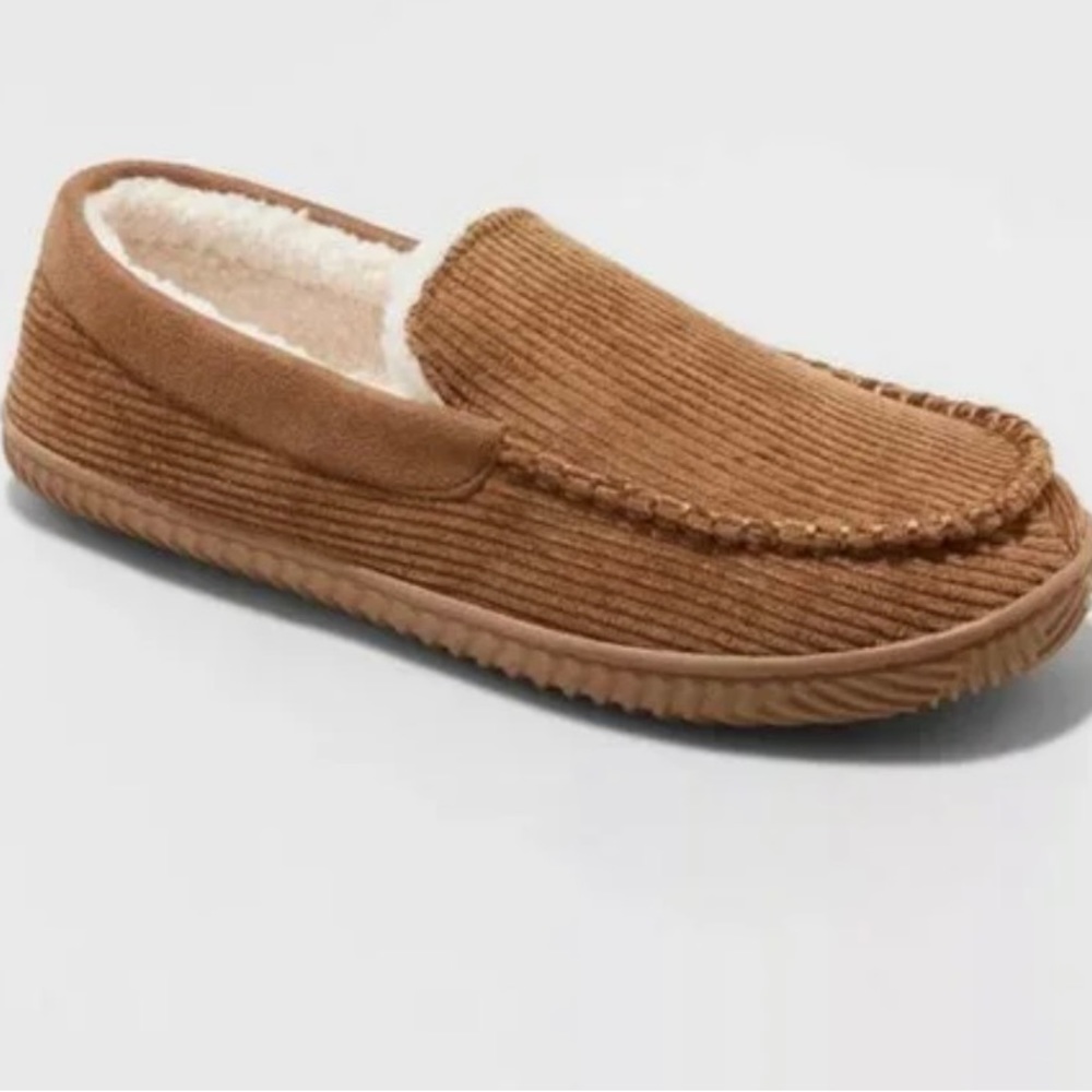 Men's Arlo Moccasin Slippers - Goodfellow & Co™ Brown, Size Small (7/8)
